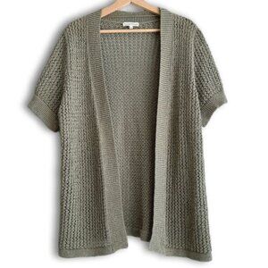 NORTHERN REFLECTIONS Open Front Knit Cardigan Sweater Sage Green Sz XXL